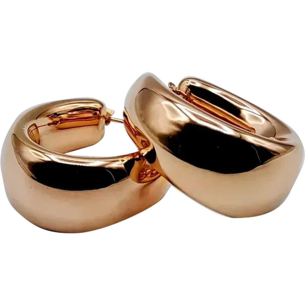 14K Rose Gold Puffy Hoop Earrings - image 1