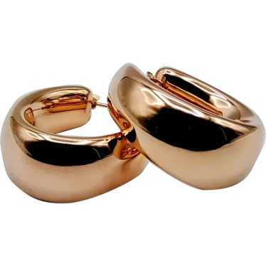 14K Rose Gold Puffy Hoop Earrings - image 1