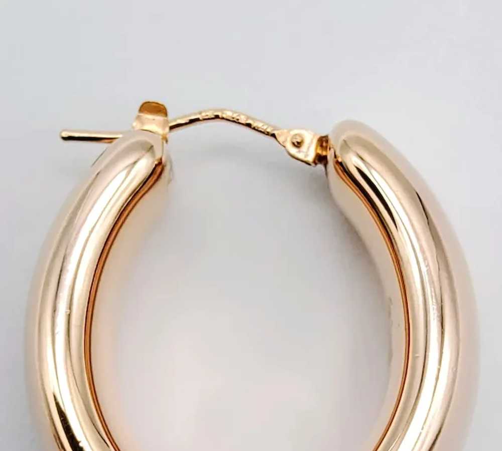 14K Rose Gold Puffy Hoop Earrings - image 9