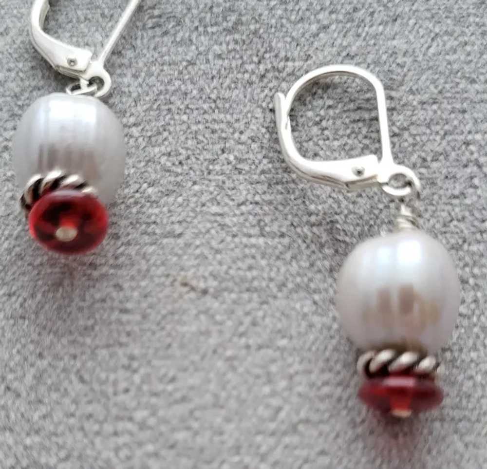 Real Pearl Pierced Earrings Mint Condition Gift a… - image 2
