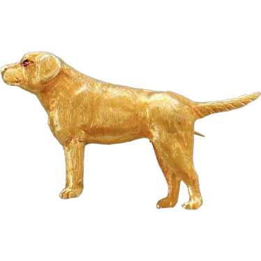 Vintage Gold & Ruby Labrador / retriever dog broo… - image 1