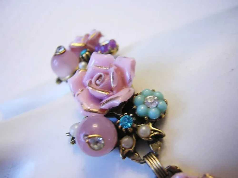 1950's Enchanting PINK Porcelain ROSES w/ Aquamar… - image 5