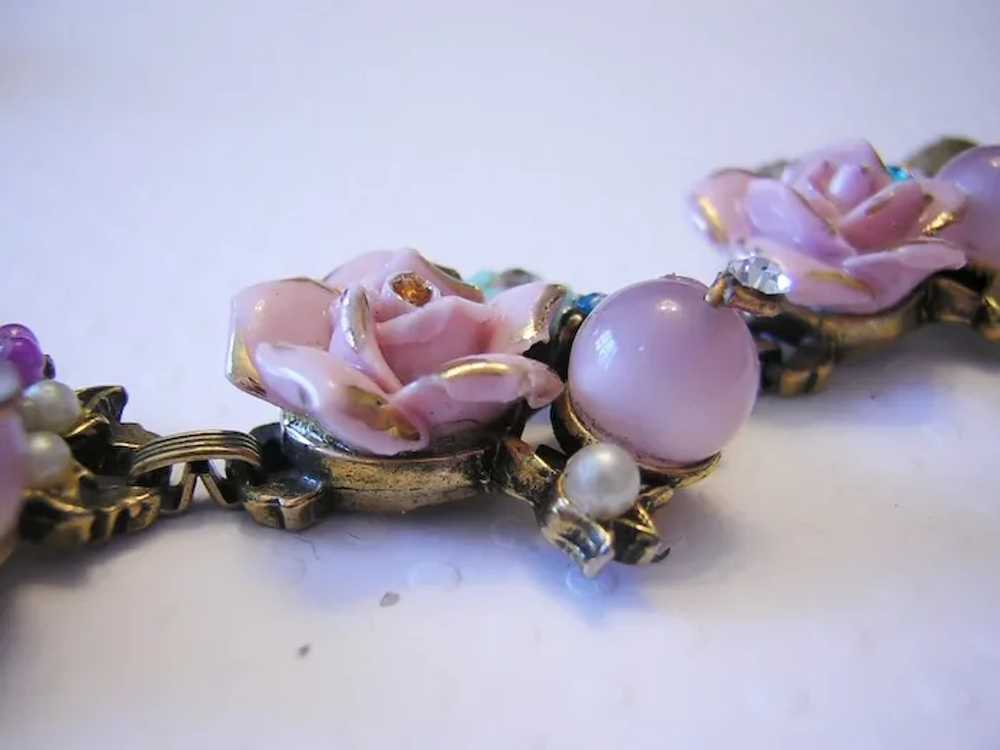 1950's Enchanting PINK Porcelain ROSES w/ Aquamar… - image 7