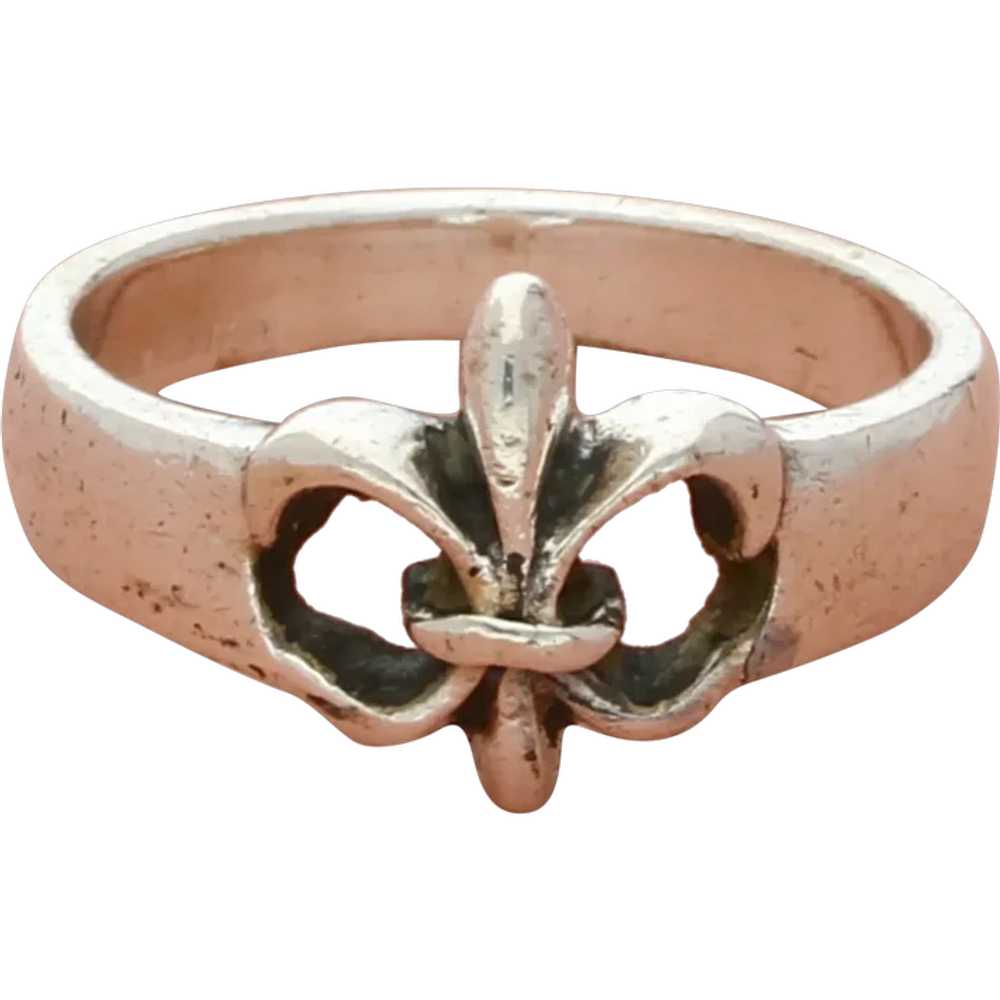 Sterling Silver French Fleur-De-Lis Ring Size 5.5 - image 1