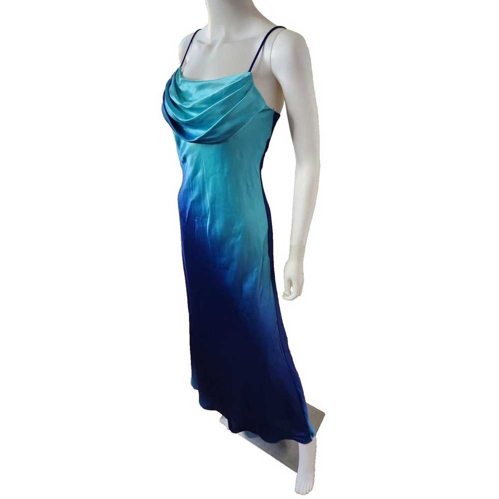 Vintage 90s Jump Gown Sleeveless Sparkly Blue Omb… - image 1
