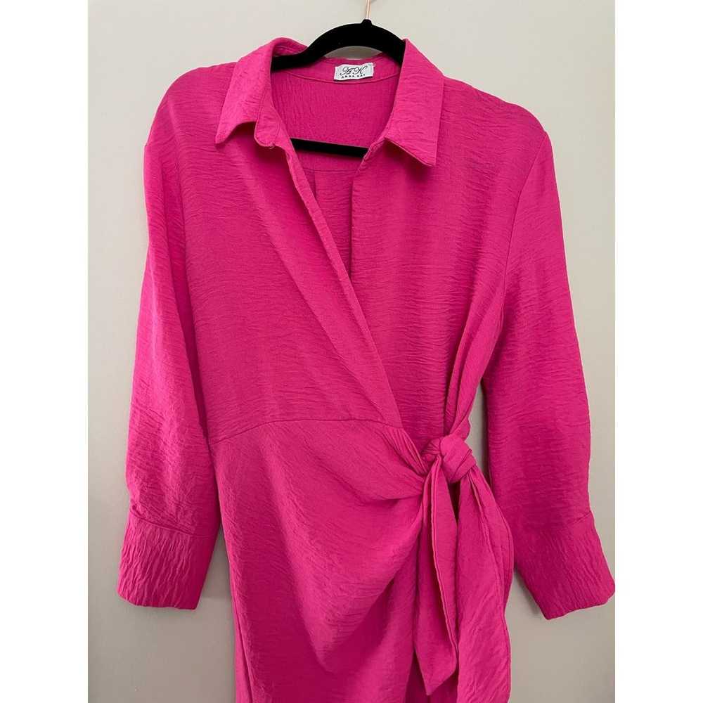 Anna Kay *Long Sleeve* Hot Pink Midi Wrap Dress M… - image 4