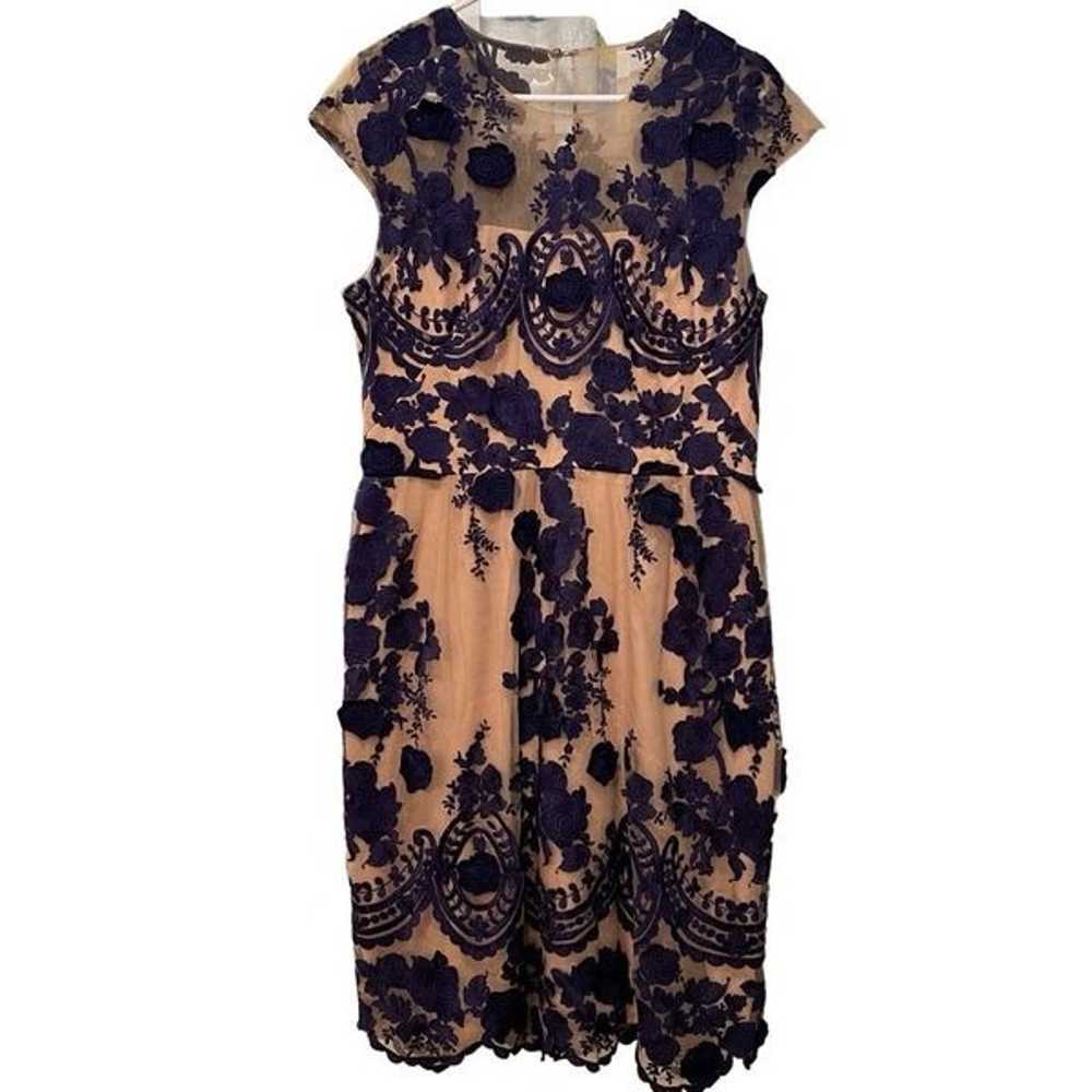 Marchesa Notte Dress Womens 12 Mena Blue Embroide… - image 1