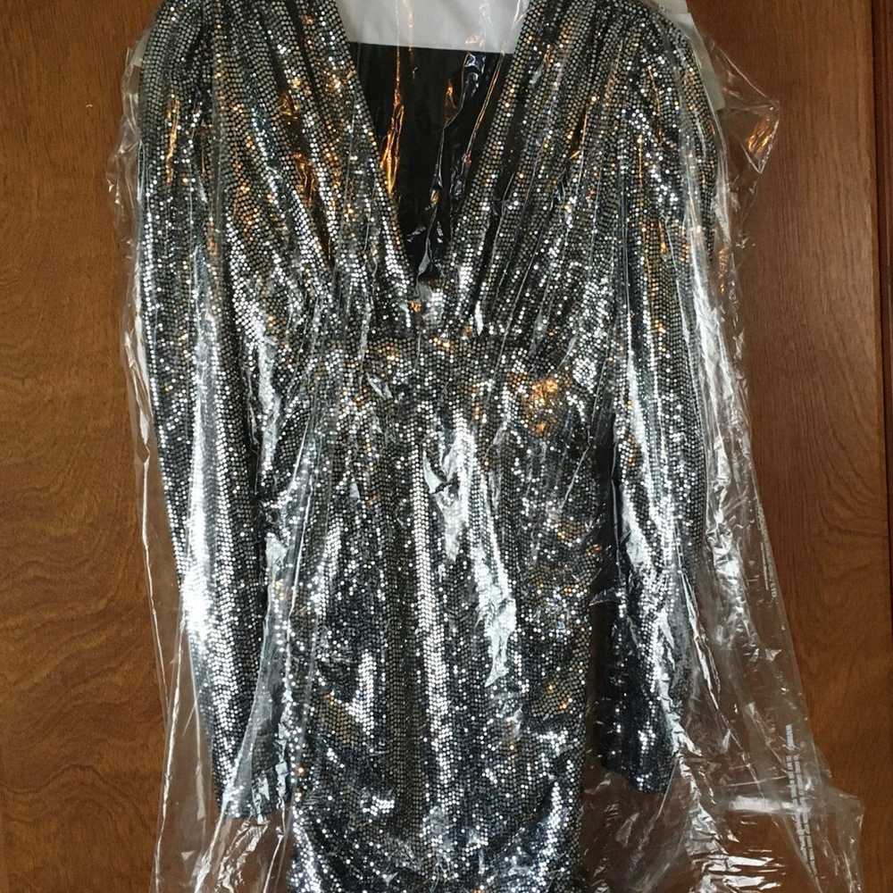 BCBGMAXAZRIA Ruched Metallic Mini Dress - image 7