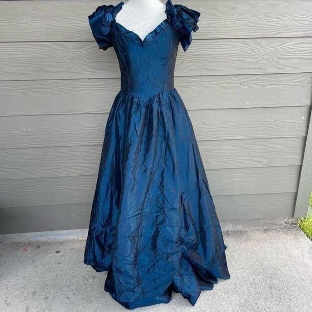 Gunne Sax 1980s vintage royal blue formal dress - image 1