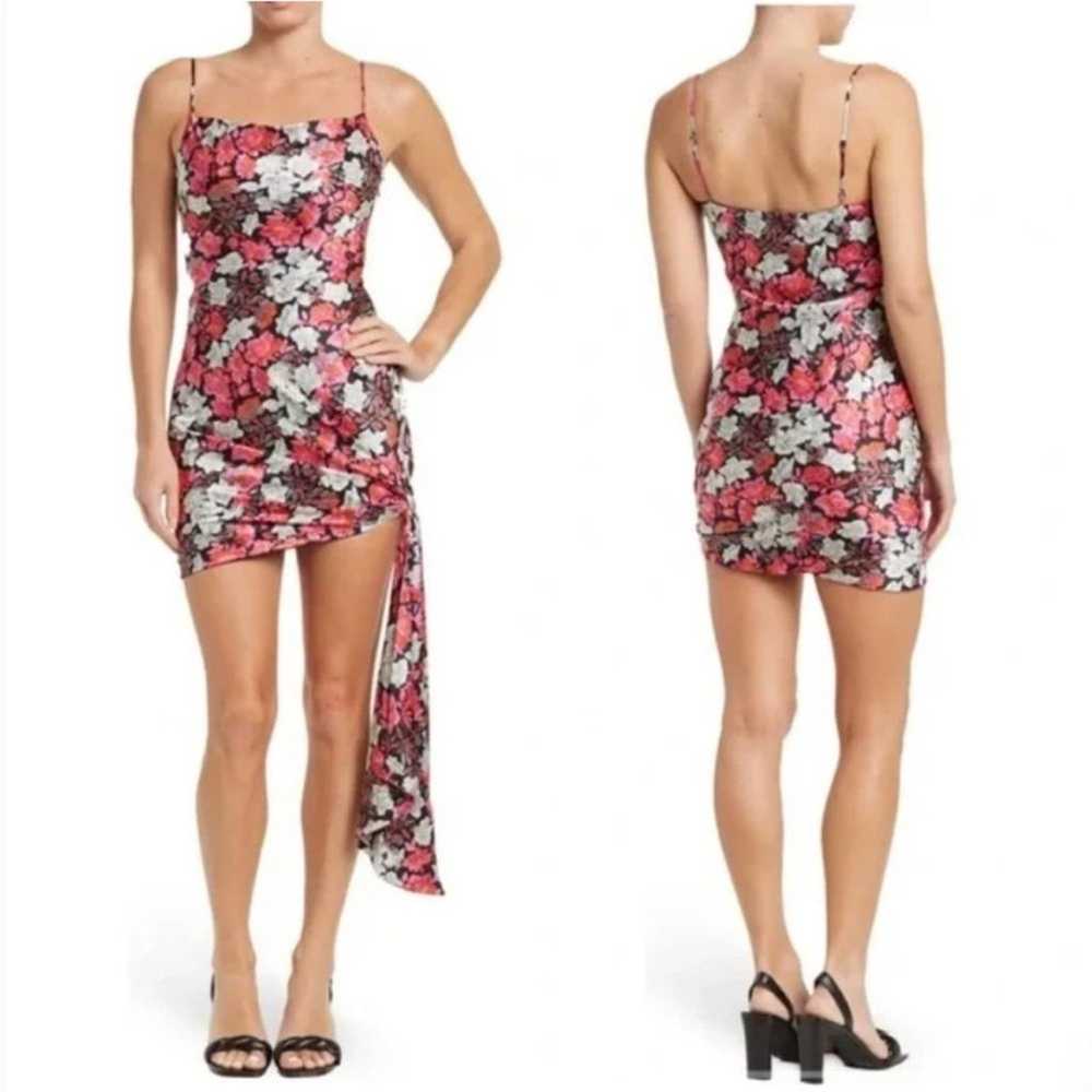 Cinq a Sept Black Floral 100% Silk Mini Slip Dres… - image 1