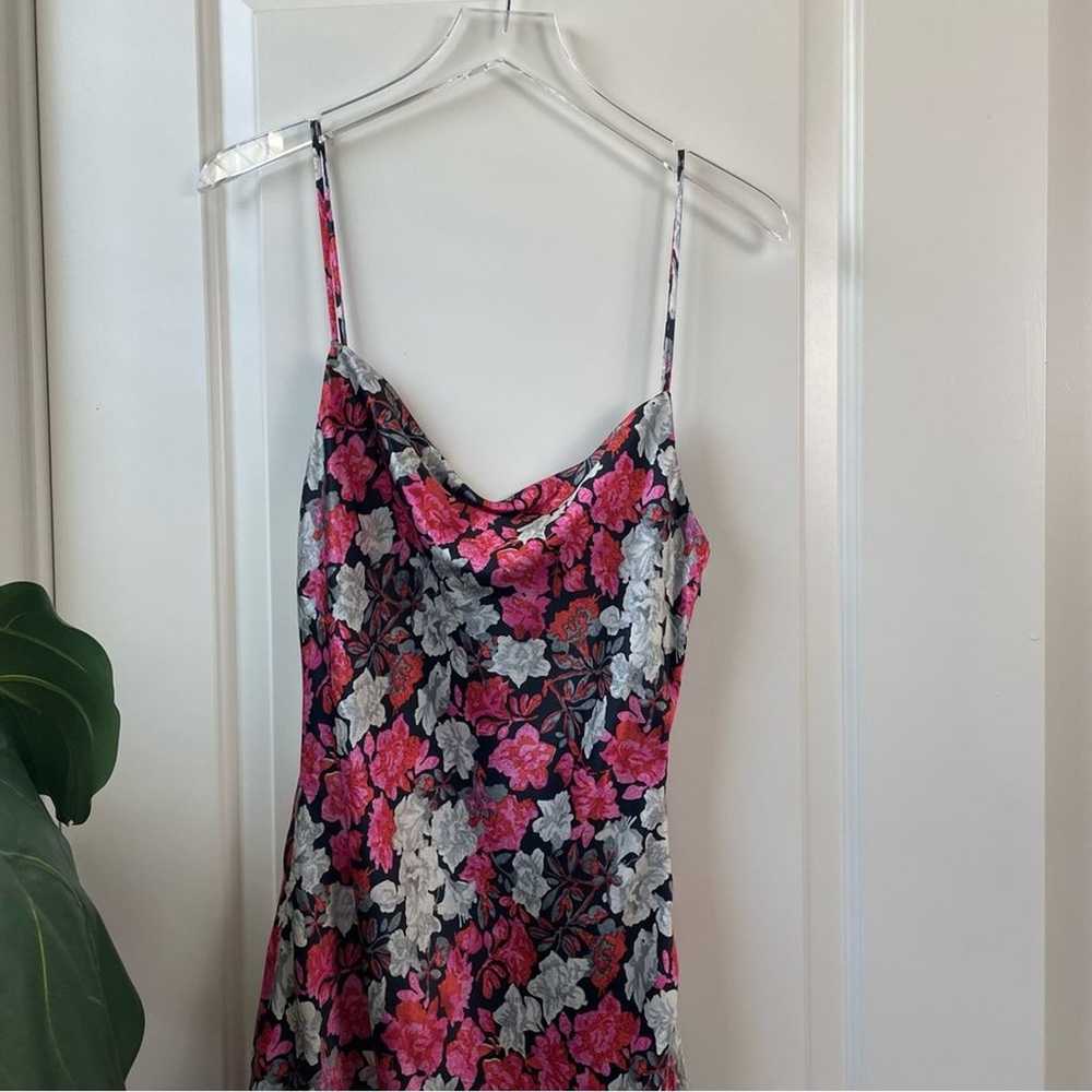 Cinq a Sept Black Floral 100% Silk Mini Slip Dres… - image 4