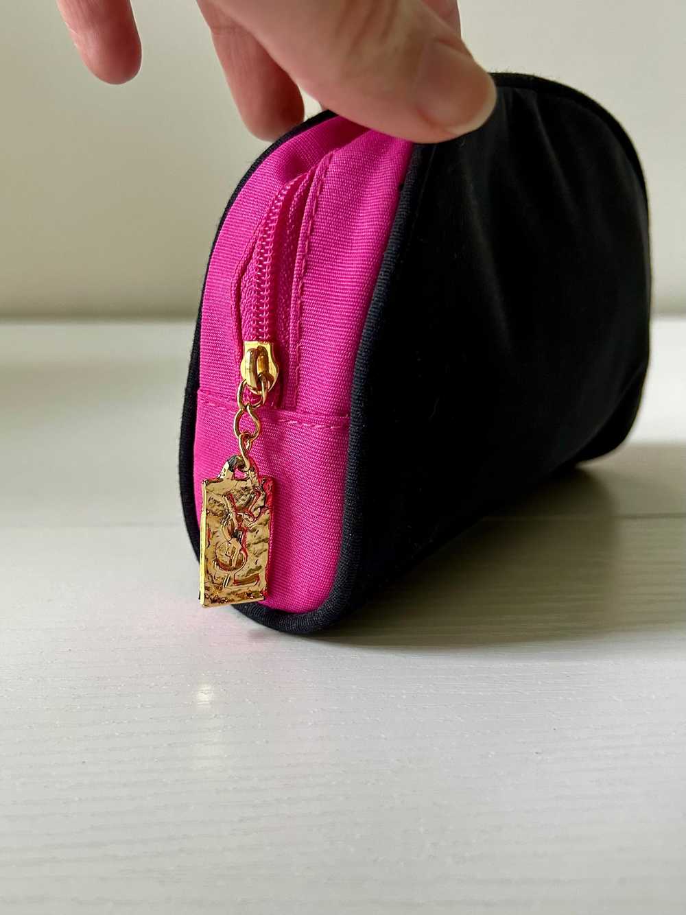 Vintage YSL Black and Hot Pink Makeup Pouch - image 3