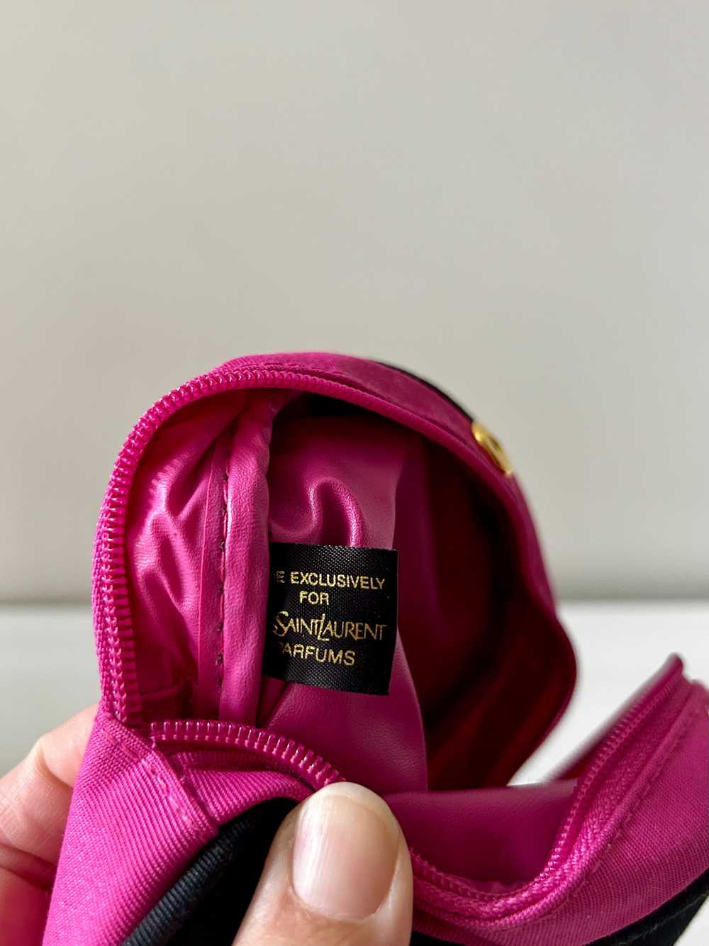 Vintage YSL Black and Hot Pink Makeup Pouch - image 9