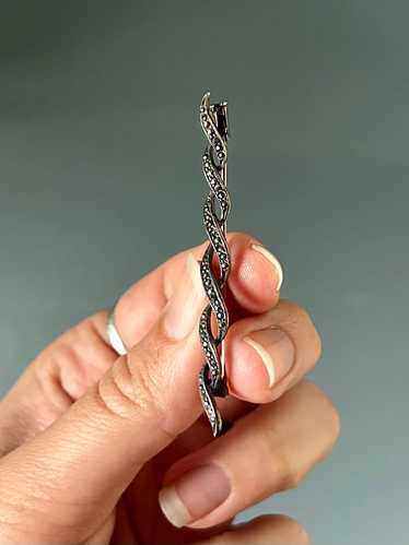 Sterling Silver Marcasite Spiral Pin - image 1