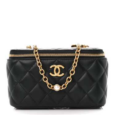 CHANEL Lambskin Enamel Pearl Quilted Small Charm … - image 1