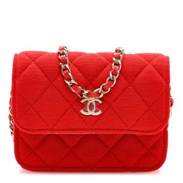 CHANEL Jersey Quilted Micro Mini Flap Red