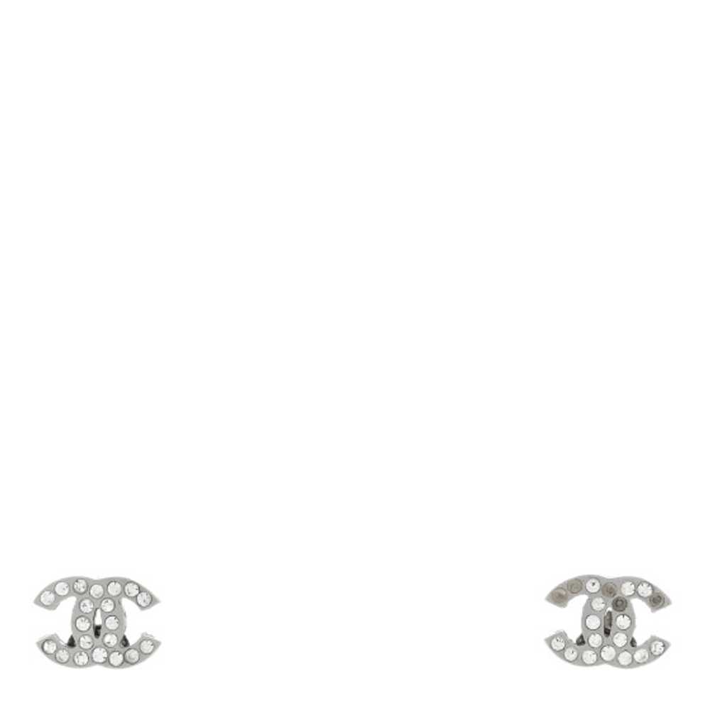 CHANEL Crystal CC Earrings Silver - image 1