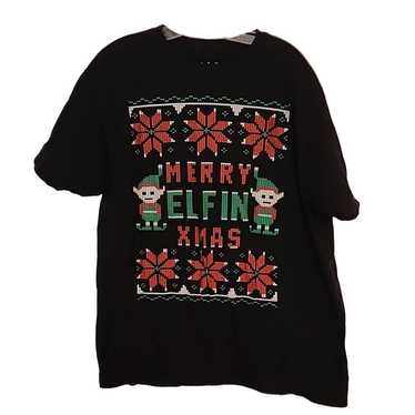 JEM Collective Merry Elfin Christmas Black Tee - image 1