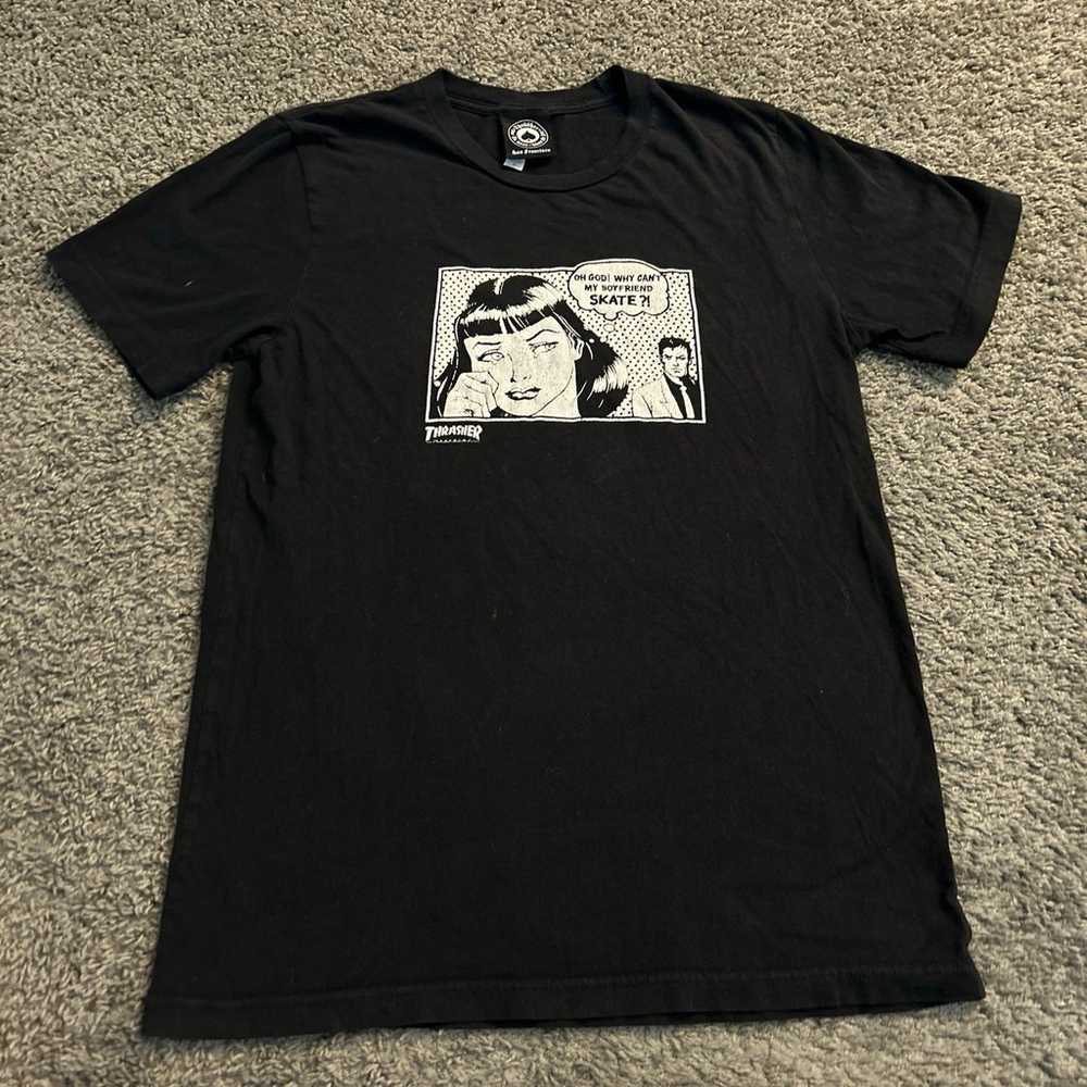 Vintage 2000’s Thrasher Mens Black T-Shirt  "Why … - image 1
