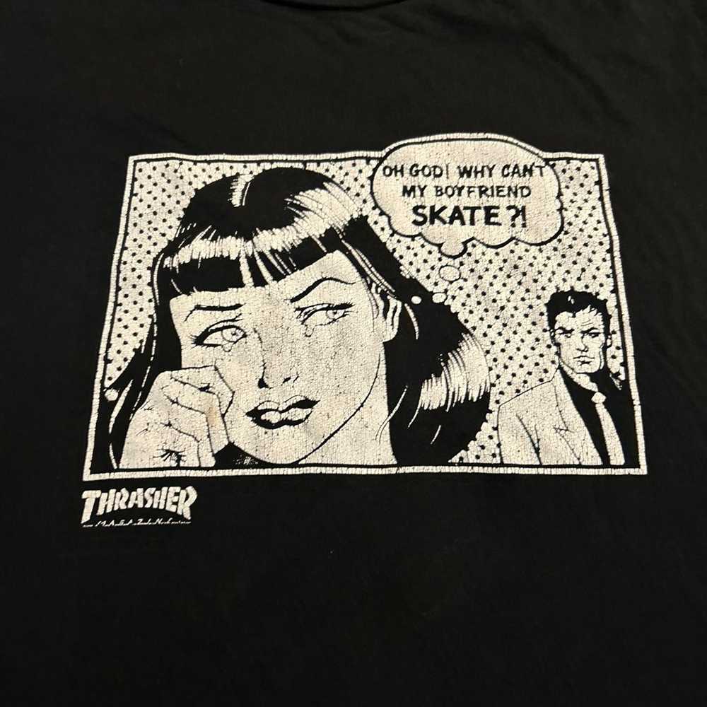 Vintage 2000’s Thrasher Mens Black T-Shirt  "Why … - image 2
