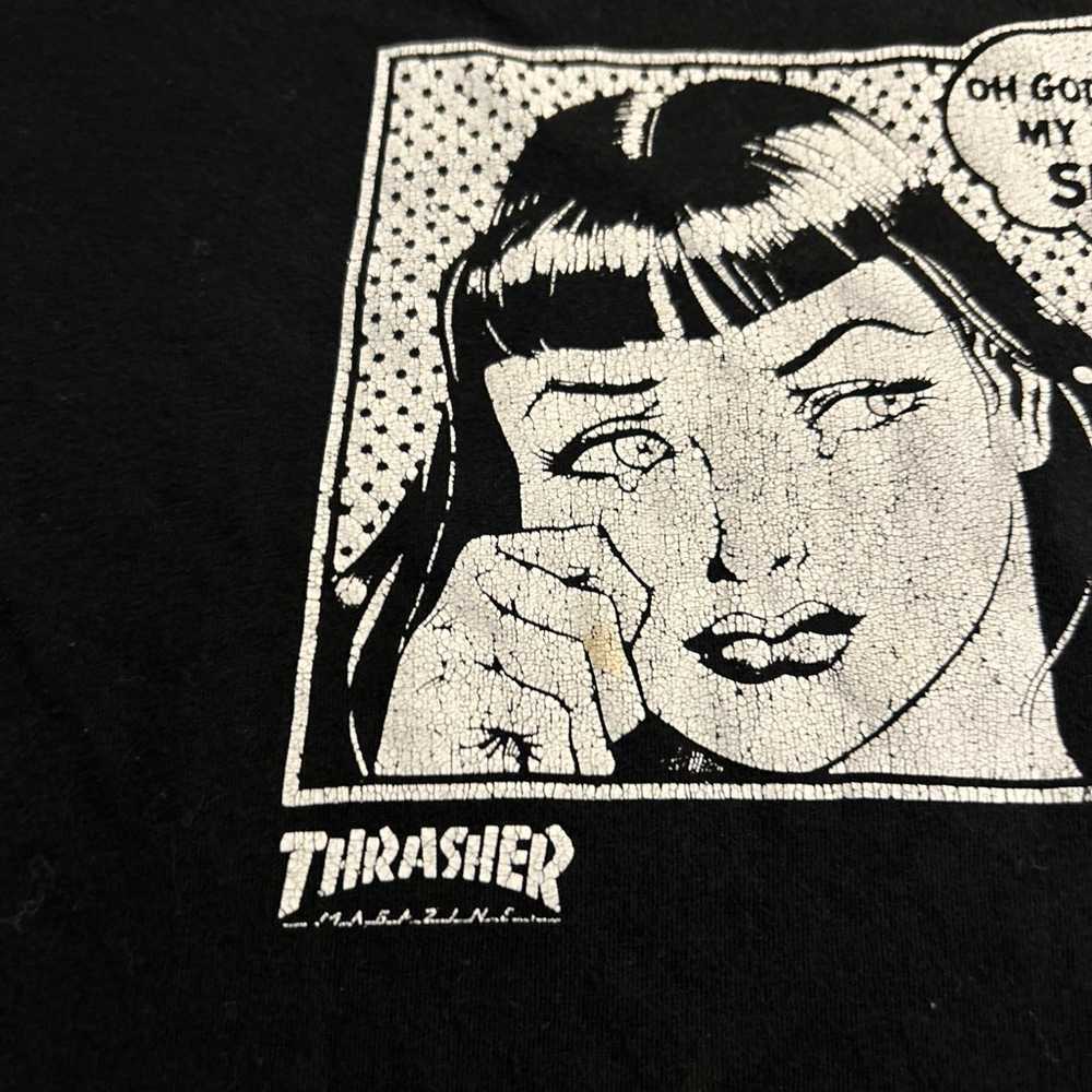 Vintage 2000’s Thrasher Mens Black T-Shirt  "Why … - image 3