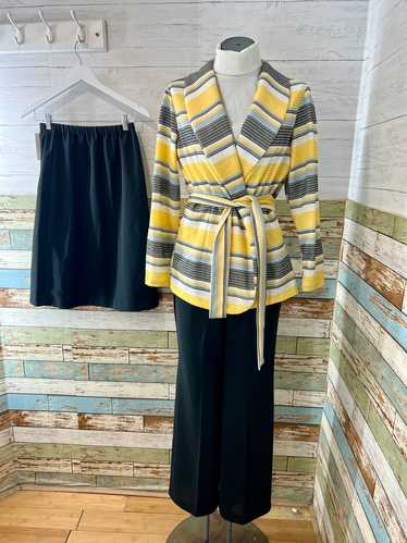 70’s Black With White & Yellow Colored 4 Piece set