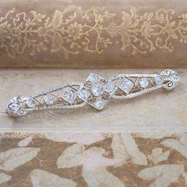 Edwardian Filigree Diamond Bar Pin