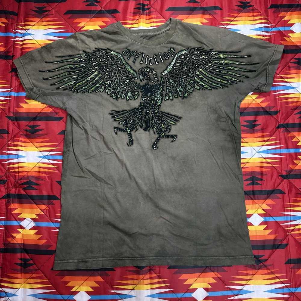 Y2K Vintage Affliction Cut Series Eagle Wings Gru… - image 3