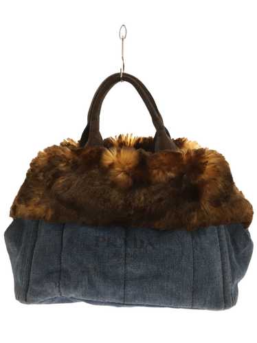 Used Prada Canapa/Canapa/Fur Denim Handbag/Faded U
