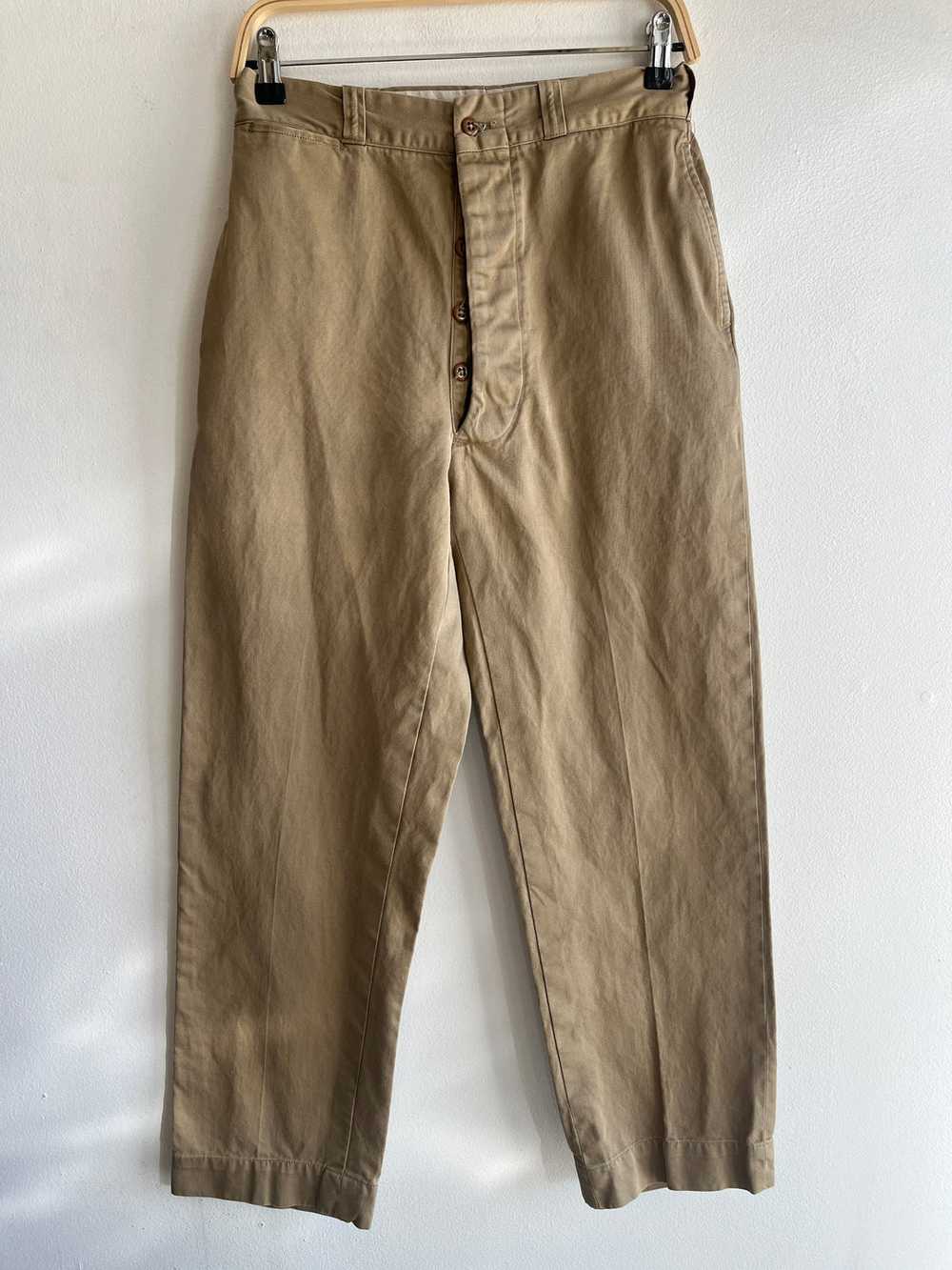 Vintage 1940’s Khaki Military Trousers - image 1