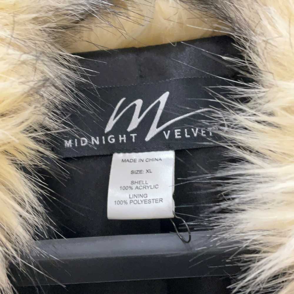 Midnight Velvet Womens White Black Faux Fur Colla… - image 3