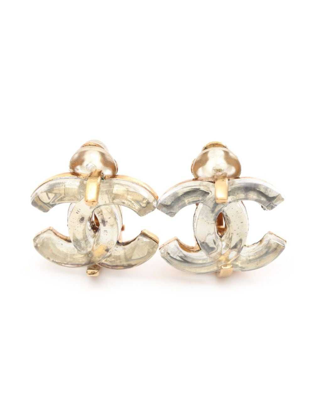 CHANEL Pre-Owned 1986-1988 CC clip-on earrings - … - image 5