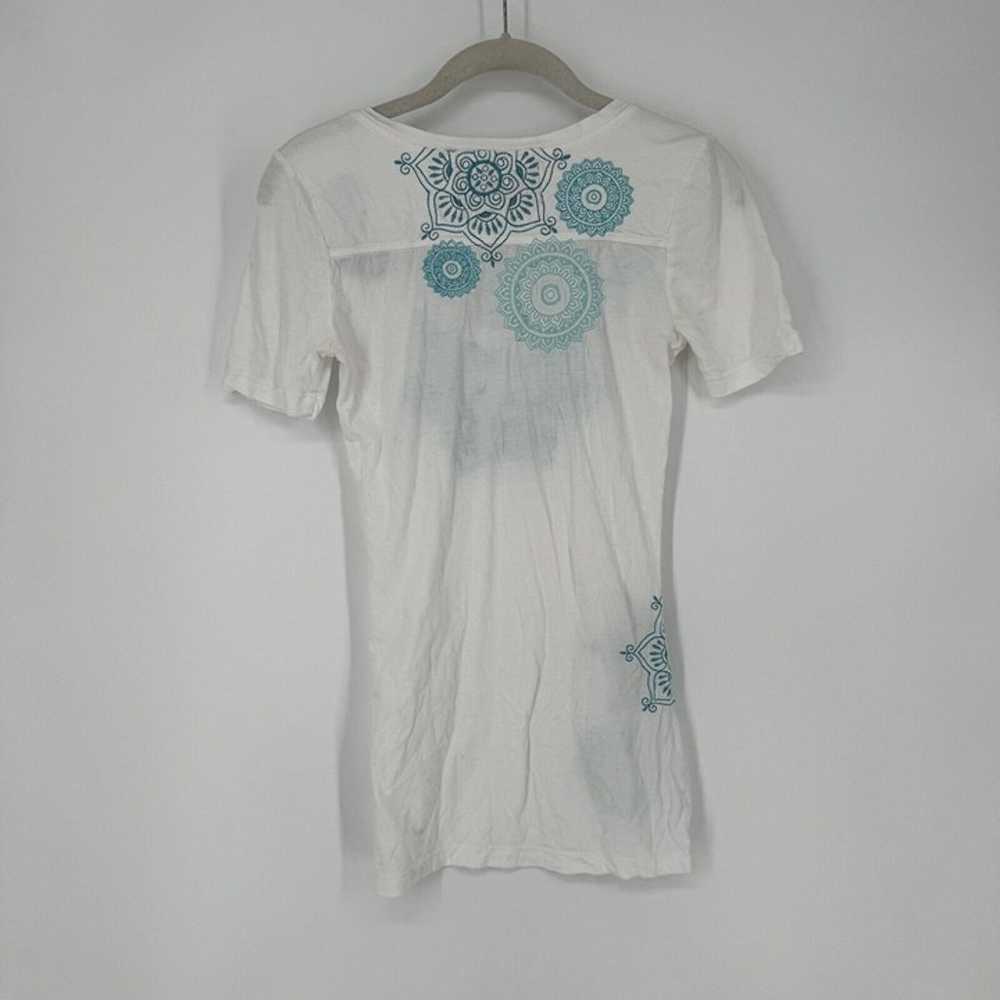 Johnny Was Shirt Women’s XS white teal floral emb… - image 4