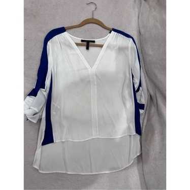BCBG MAXAZRIA size S women’s blouse white and blue - image 1