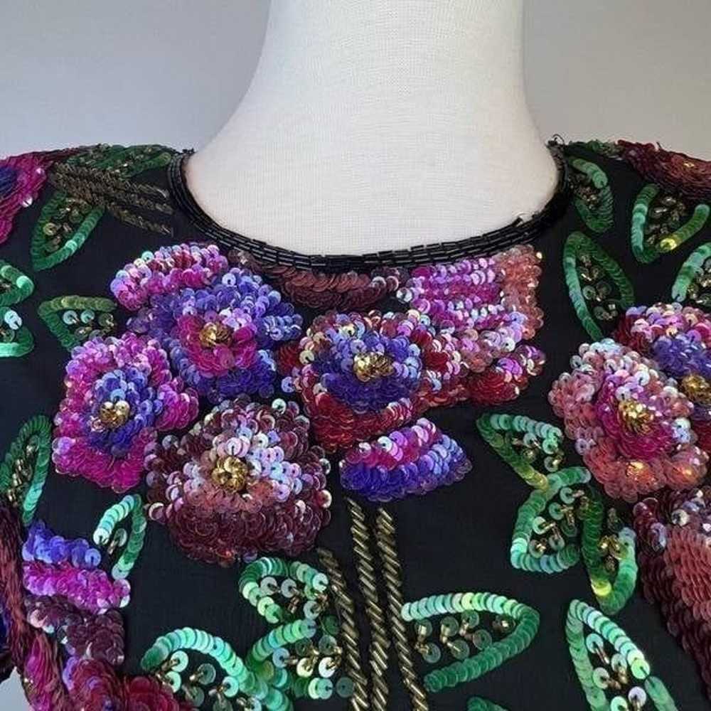 Vintage Laurence Kazan Sequin Top Floral Beaded S… - image 1