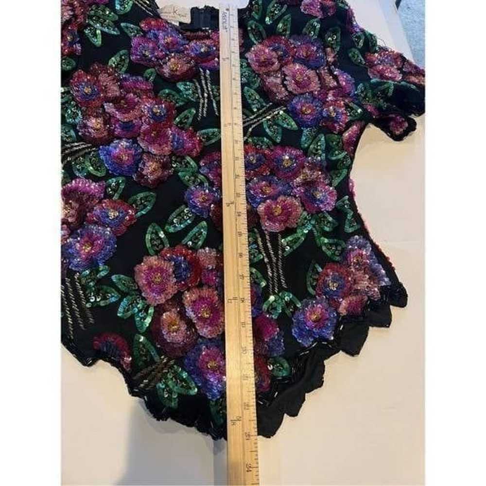 Vintage Laurence Kazan Sequin Top Floral Beaded S… - image 5