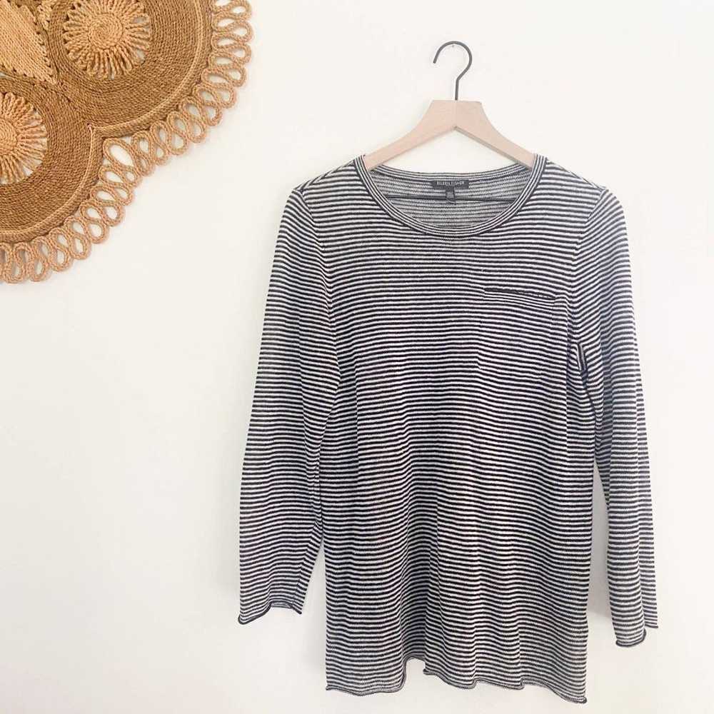 Eileen Fisher Organic Linen Striped Pullover Knit… - image 1