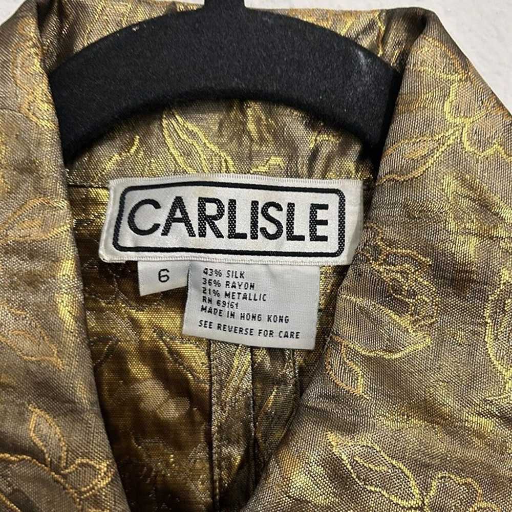 Carlisle VTG Bronze Metallic Gold Floral Shirt Bl… - image 5