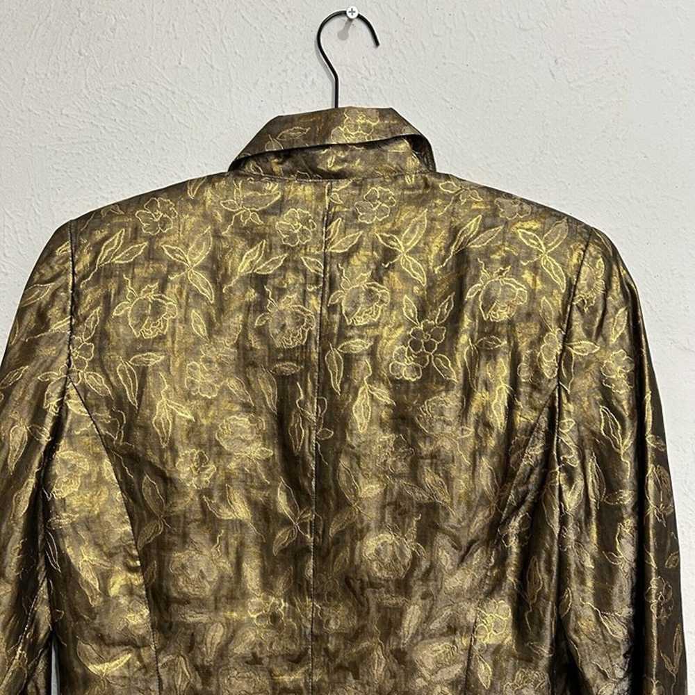 Carlisle VTG Bronze Metallic Gold Floral Shirt Bl… - image 7