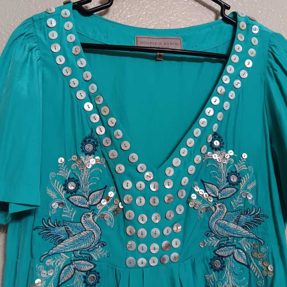 Double D Ranch Turquoise Blue Button Embellished … - image 2