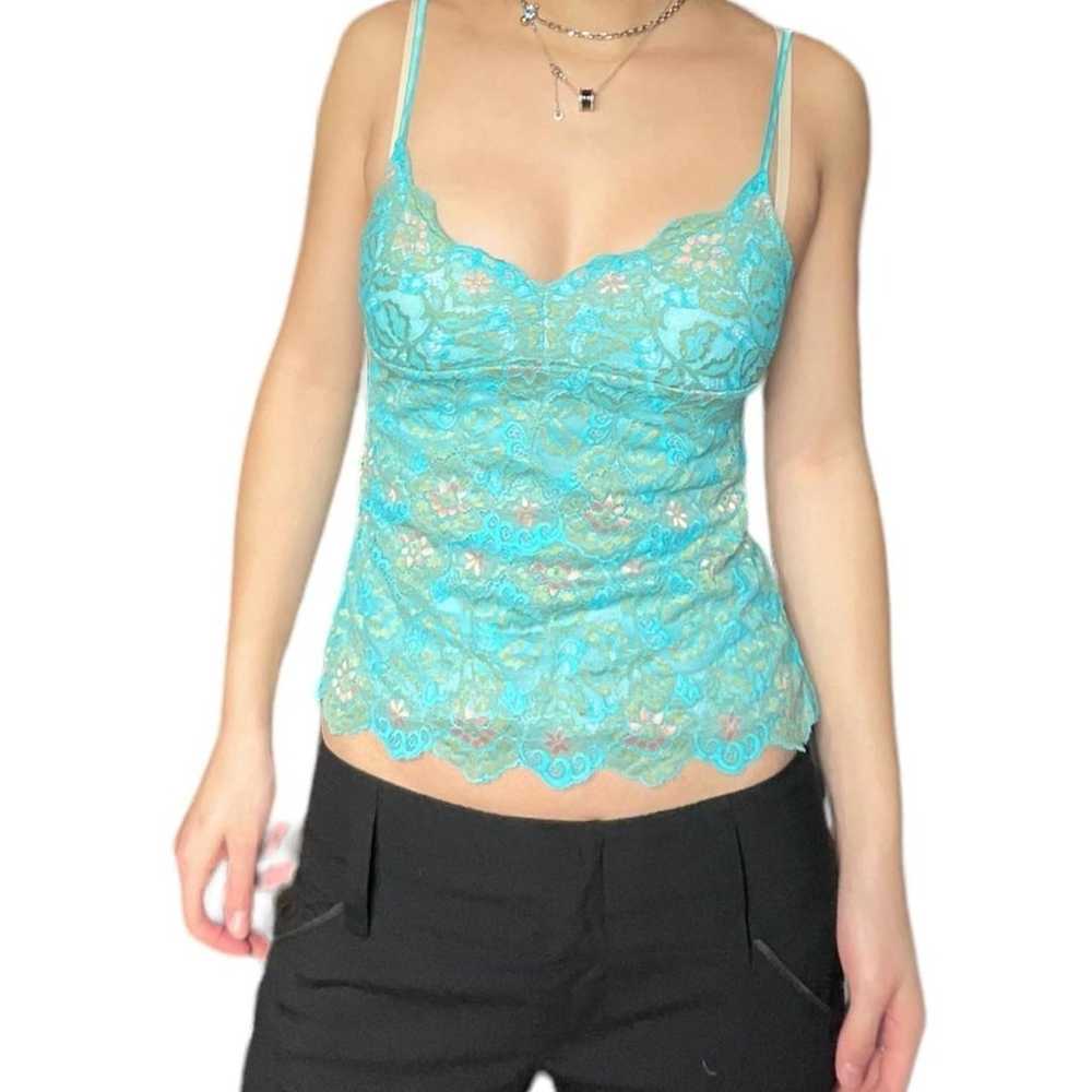 Cosabella Turquoise Lace Layered Bustier - image 1