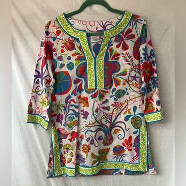 Gretchen Scott Colorful Pattern 3/4 Sleeve Tunic T