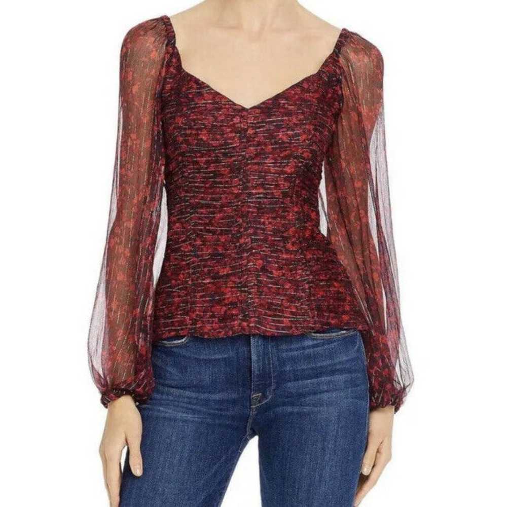 Parker Blouse Top Womens Sz S Catherine Red Silk … - image 1
