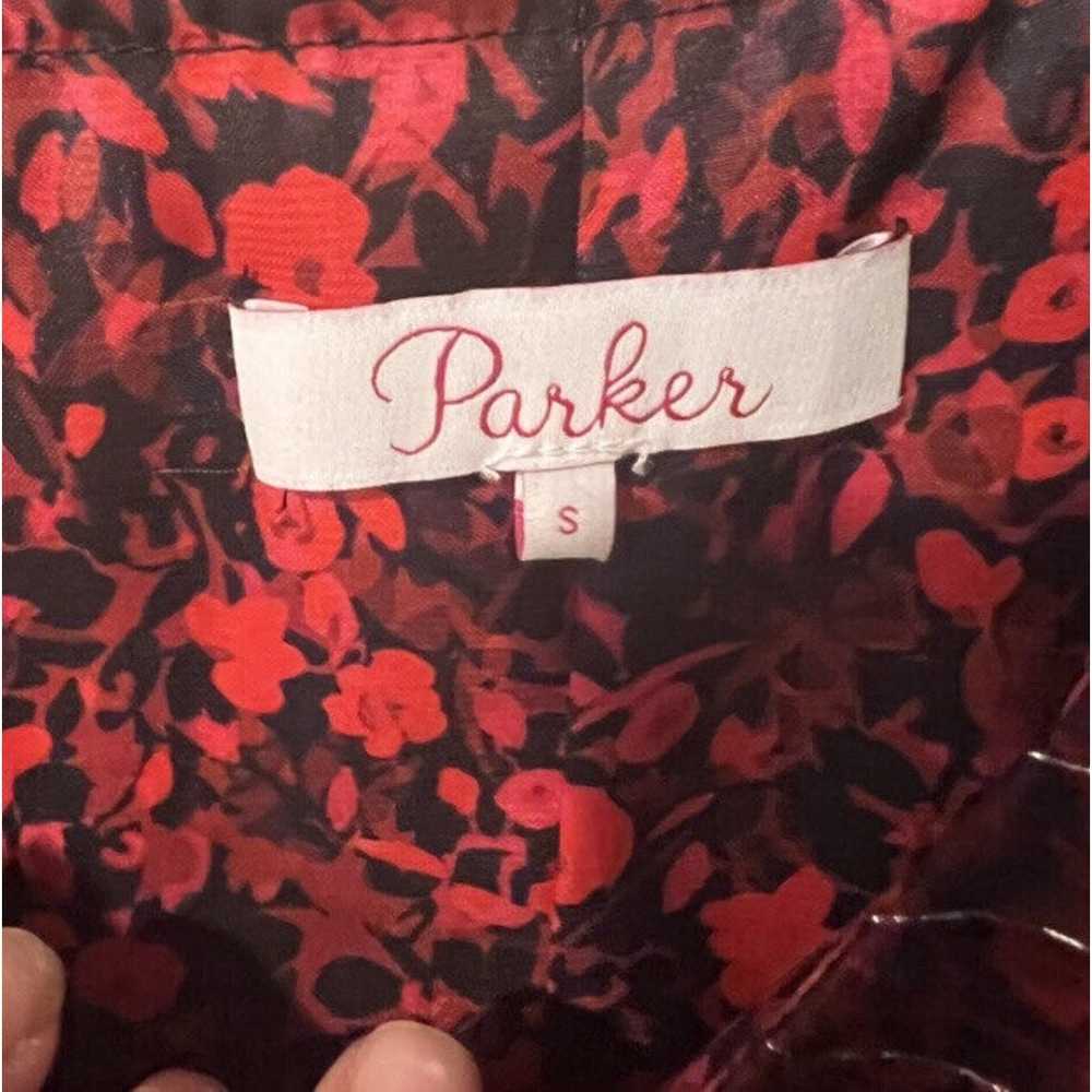 Parker Blouse Top Womens Sz S Catherine Red Silk … - image 4