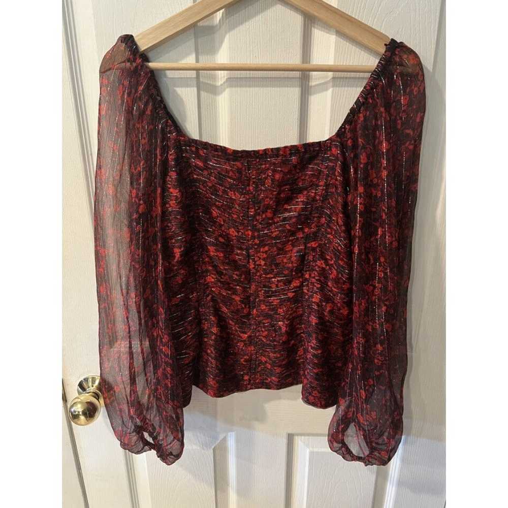 Parker Blouse Top Womens Sz S Catherine Red Silk … - image 8
