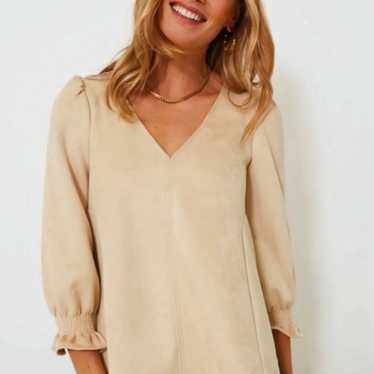 Tuckernuck Faux Suede Easton Swing Blouse in Tan