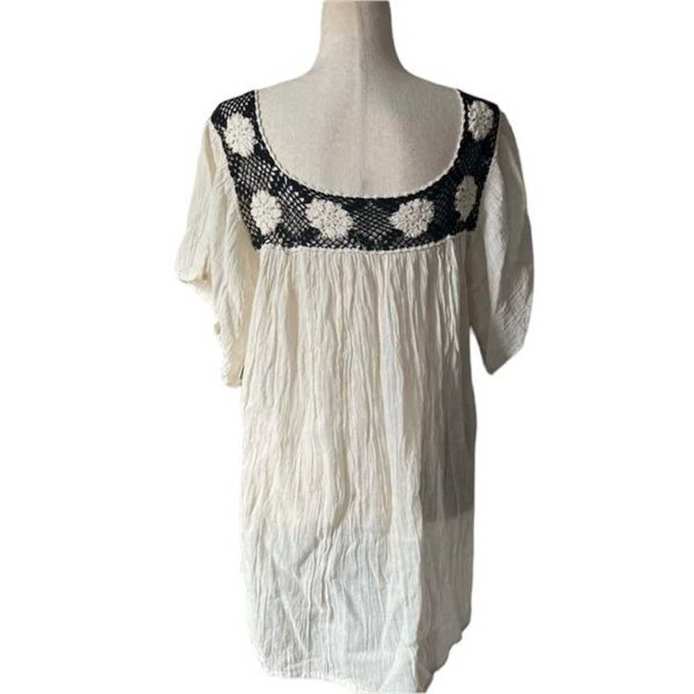Vintage Mexican Crochet Blouse Wide Sleeve Flowy … - image 4