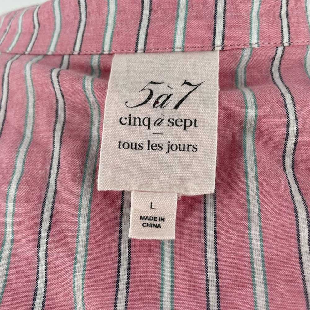 Cinq a Sept Marisol Pink Stripe Back Button Crink… - image 11