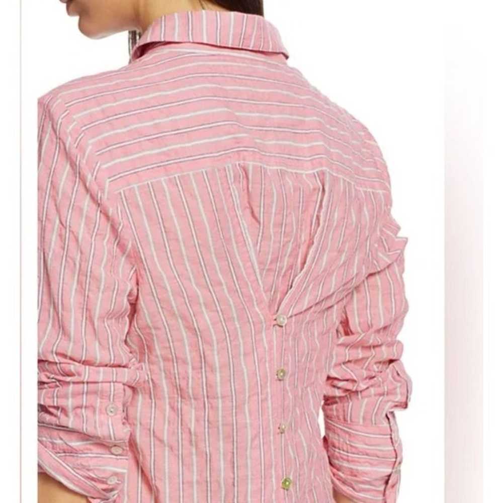 Cinq a Sept Marisol Pink Stripe Back Button Crink… - image 4