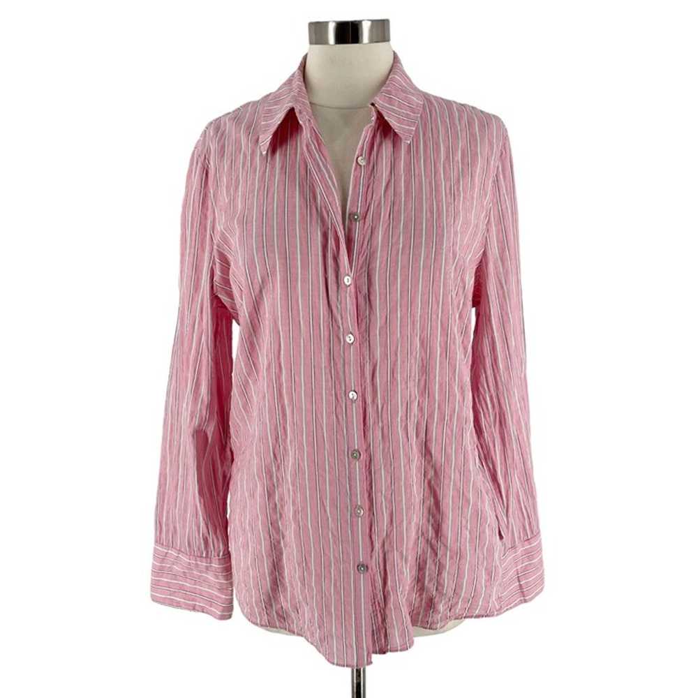 Cinq a Sept Marisol Pink Stripe Back Button Crink… - image 7